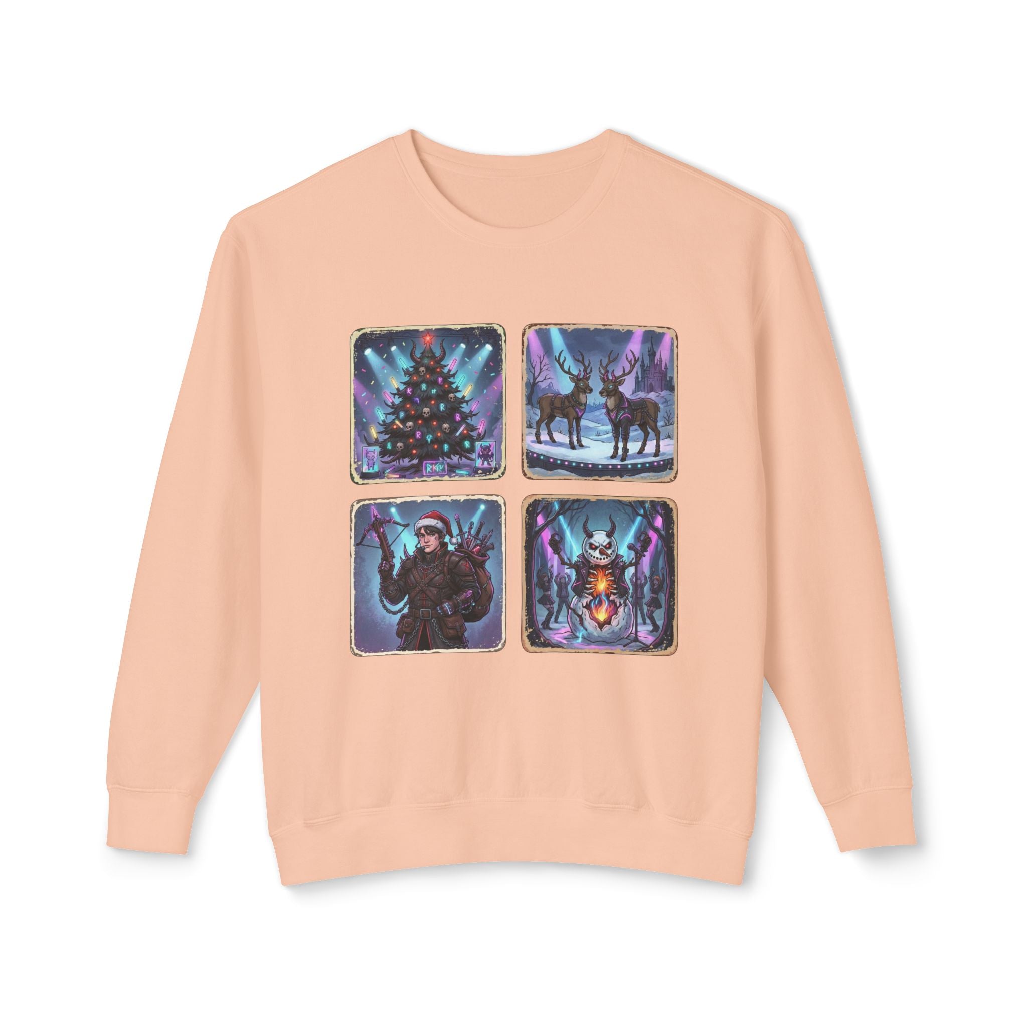 Christmas Winter Crewneck Sweatshirt — Festive Tree, Reindeer & Winter Scenes