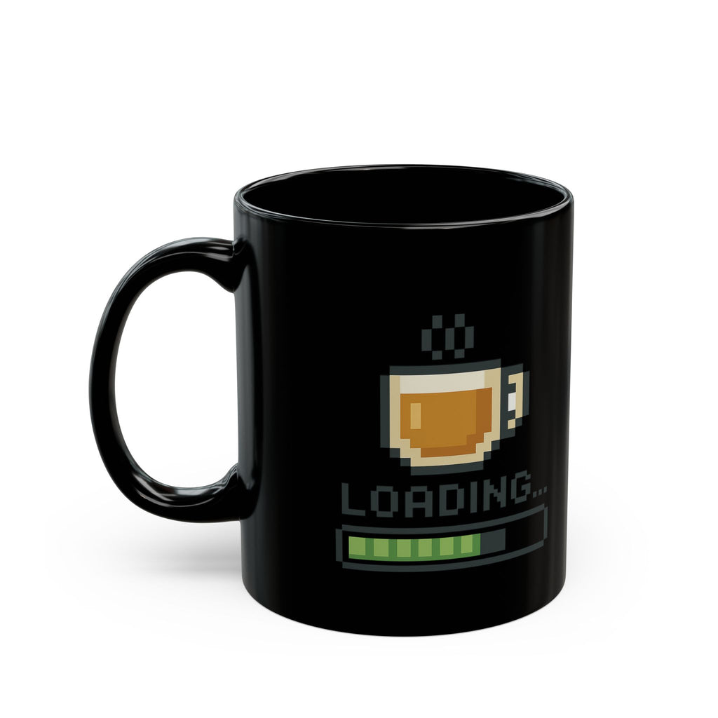 Loading Coffee Mug - Pixel Art Black Coffee Cup, Gamer Gift, Funny Coffee Mug, Tea Lover, Birthday Gift, Office Humor