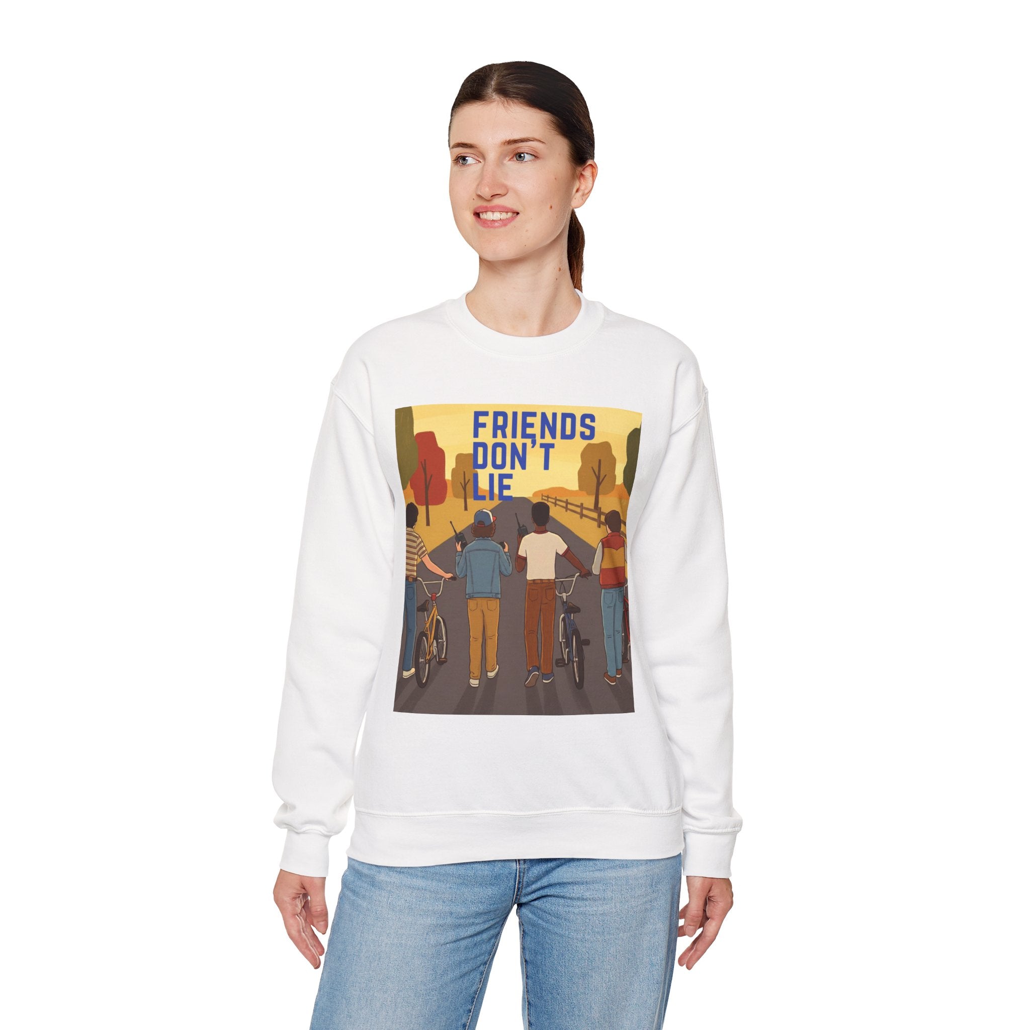 Friends Don't Lie Crewneck Sweatshirt — Nostalgic Stranger Things Inspired Graphic