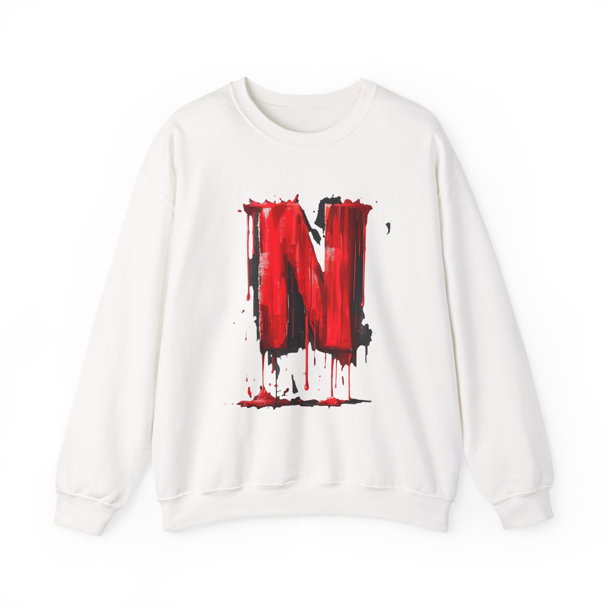 Stylish Graphic Sweatshirt with Artistic 'N' Design, Cozy Crewneck Top, Casual Wear, Gift for Movie Lovers, Unique Apparel