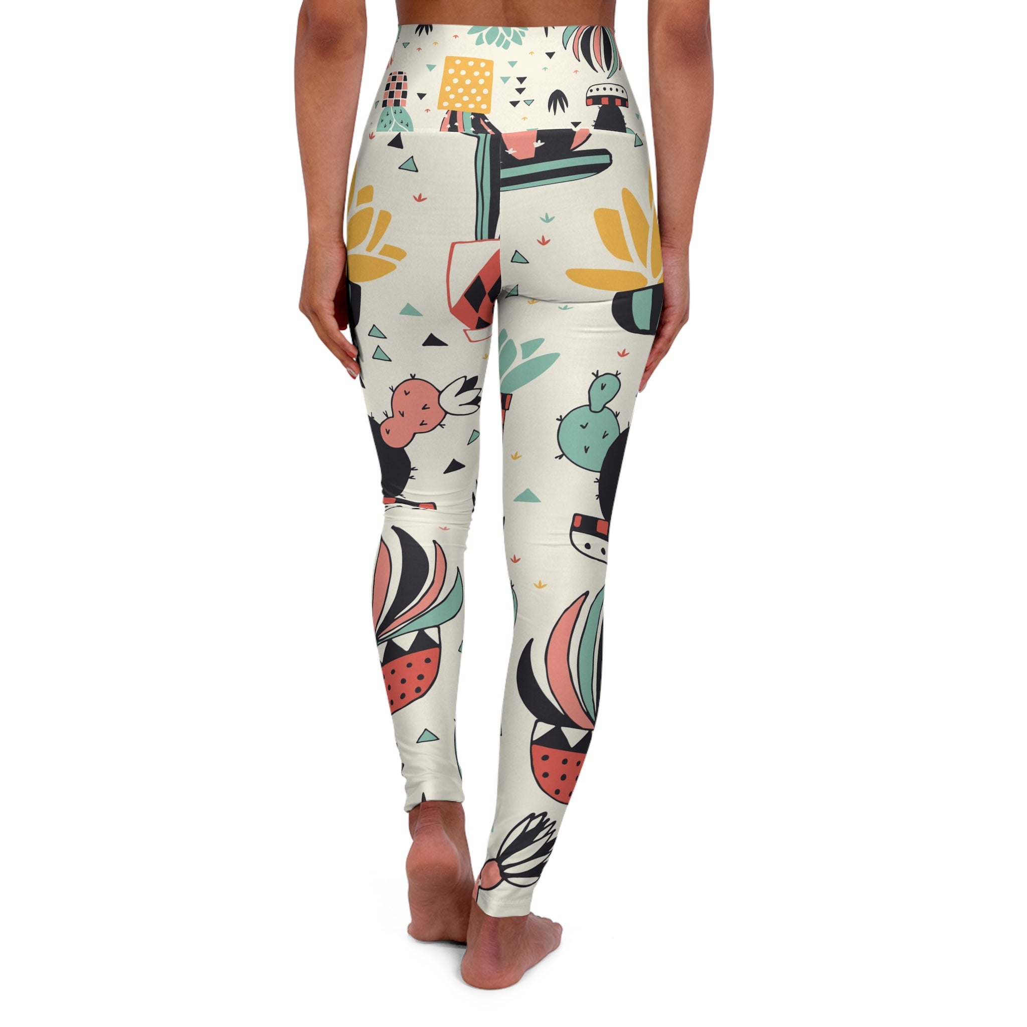 Bohemian High Waisted Premium Yoga Leggings - Vibrant Cactus Design, Fitness, Activewear, Yoga, Gift for Her, Eco-Friendly Leggings