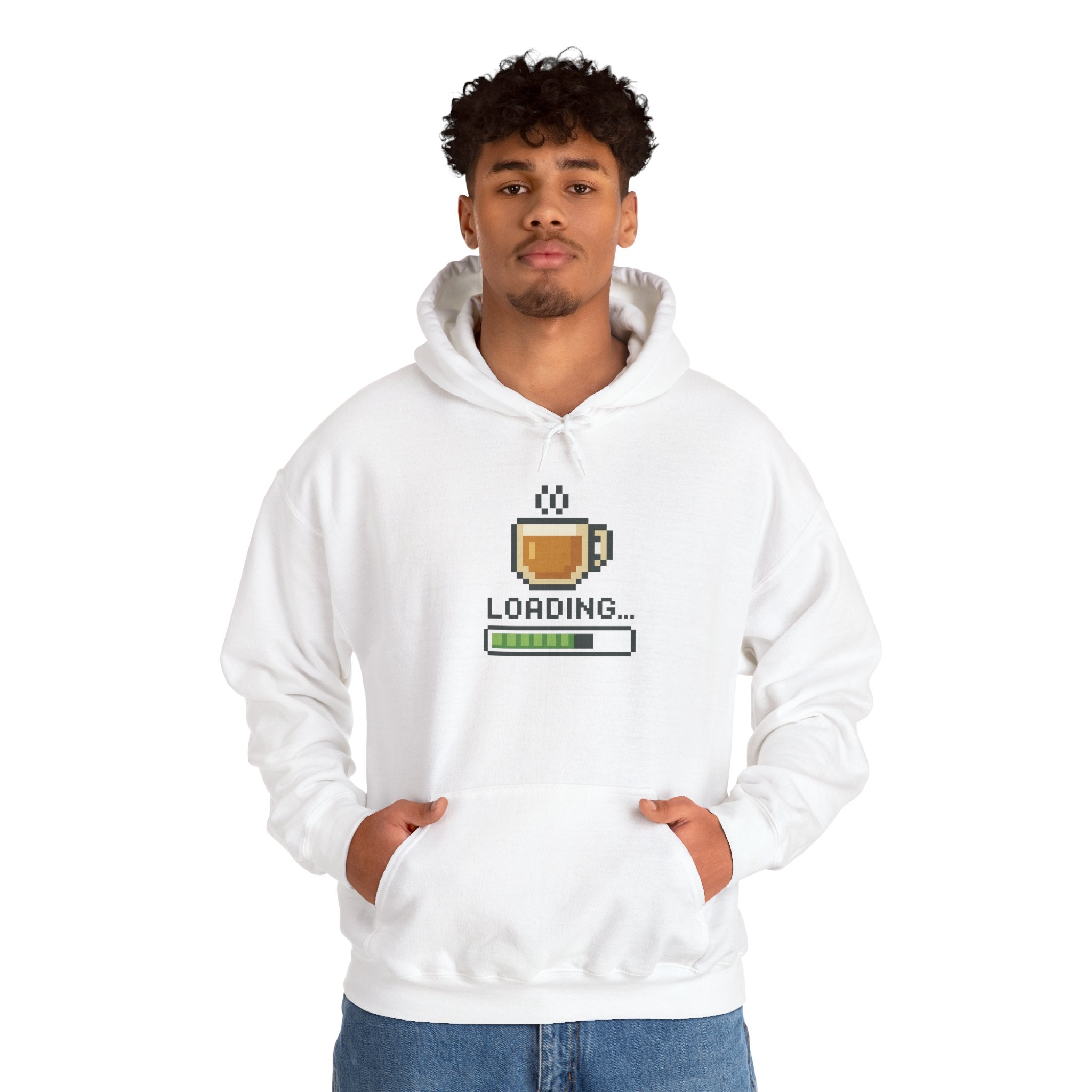 Loading... Coffee Hoodie for Gamers, Cozy Sweatshirt, Unisex Pullover for Coffee Lovers, Gift for Her/Him, Casual Hoodie