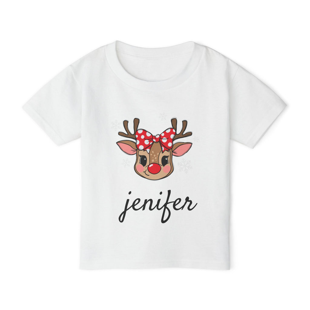 Personalized Toddler Reindeer Tee — Cute Bow  Shirt with your own name