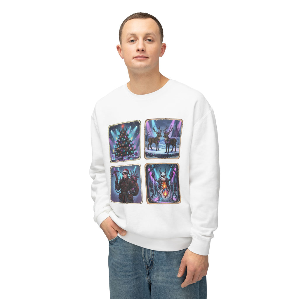Christmas Winter Crewneck Sweatshirt — Festive Tree, Reindeer & Winter Scenes