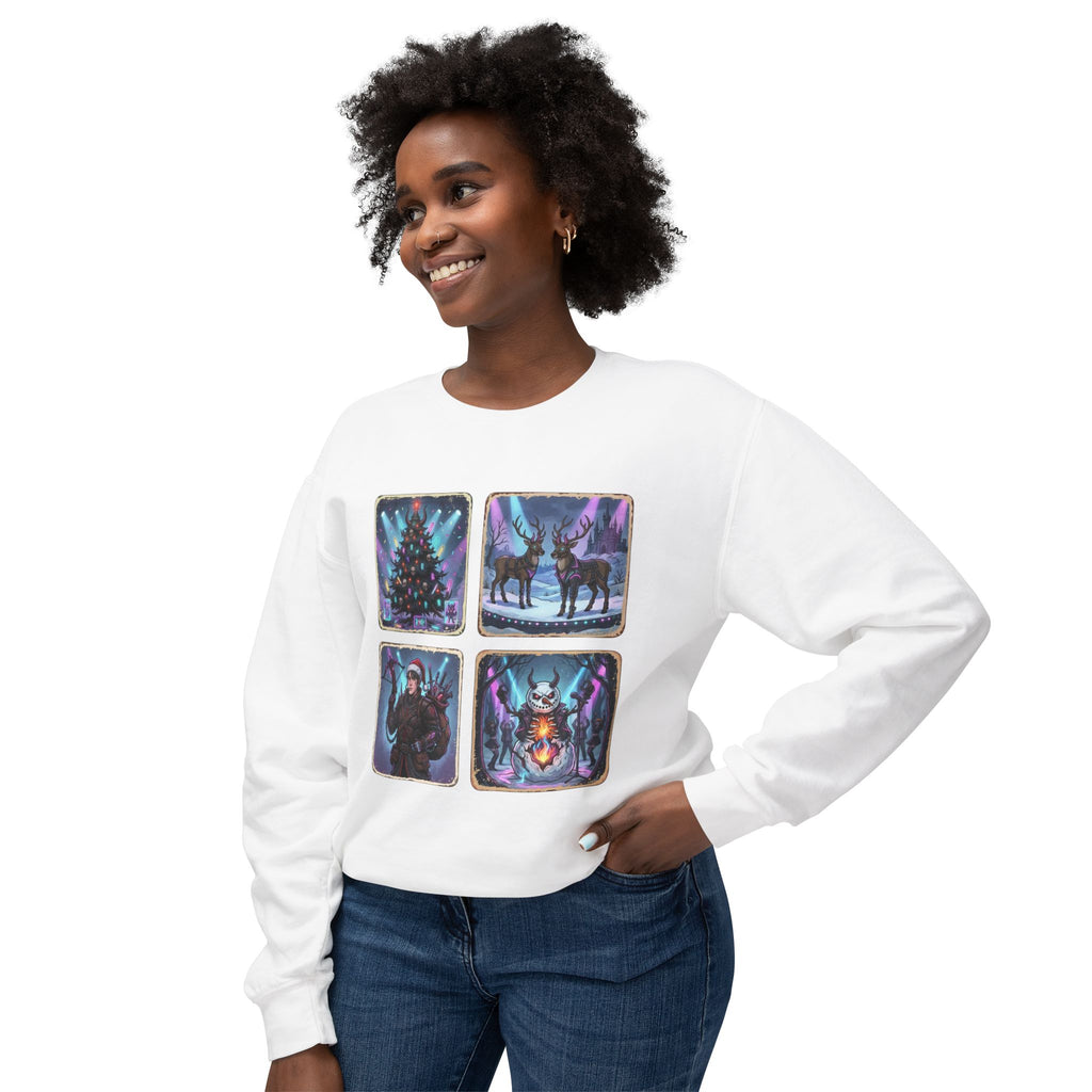 Christmas Winter Crewneck Sweatshirt — Festive Tree, Reindeer & Winter Scenes