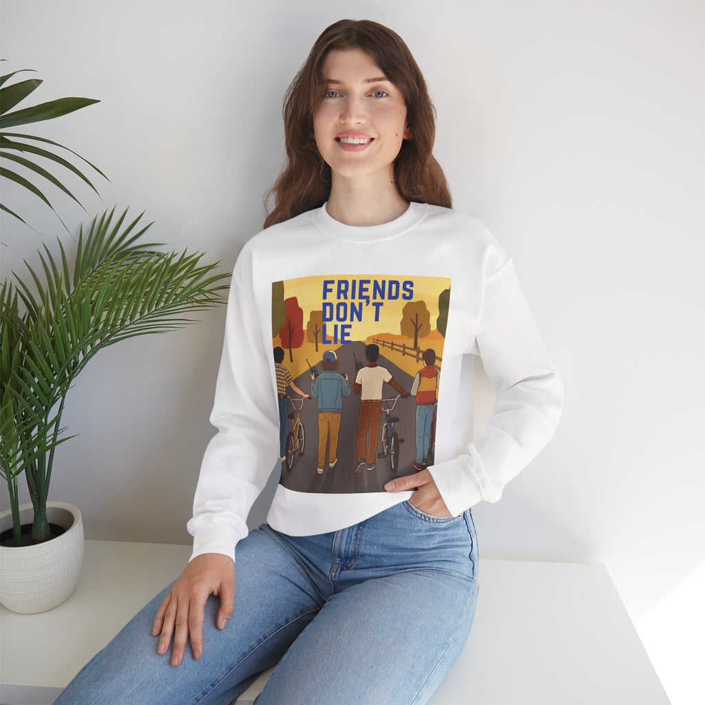 Friends Don't Lie Crewneck Sweatshirt — Nostalgic Stranger Things Inspired Graphic