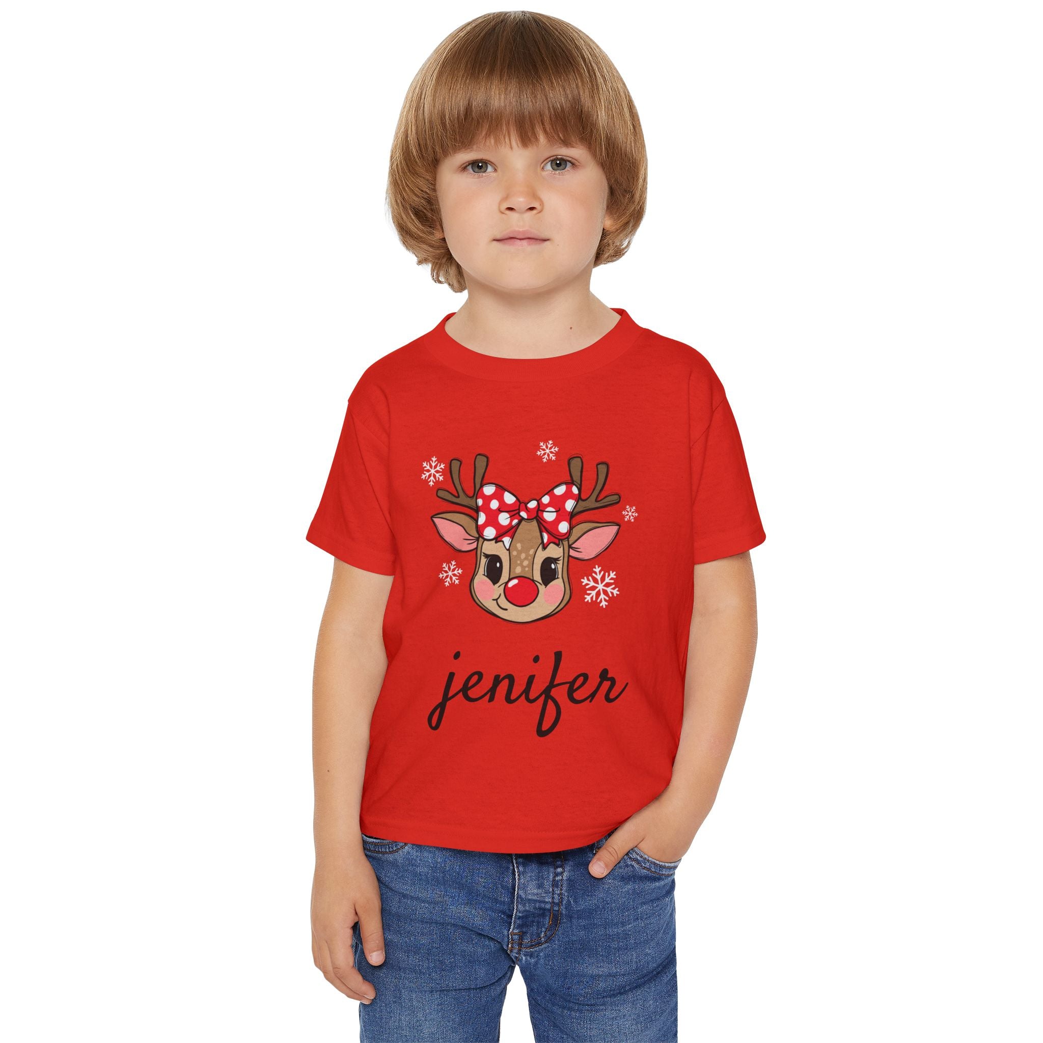 Personalized Toddler Reindeer Tee — Cute Bow  Shirt with your own name