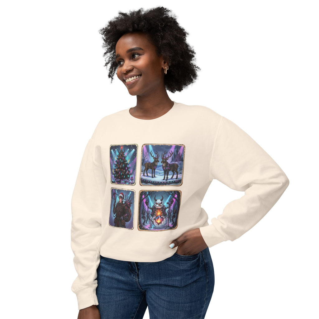 Christmas Winter Crewneck Sweatshirt — Festive Tree, Reindeer & Winter Scenes