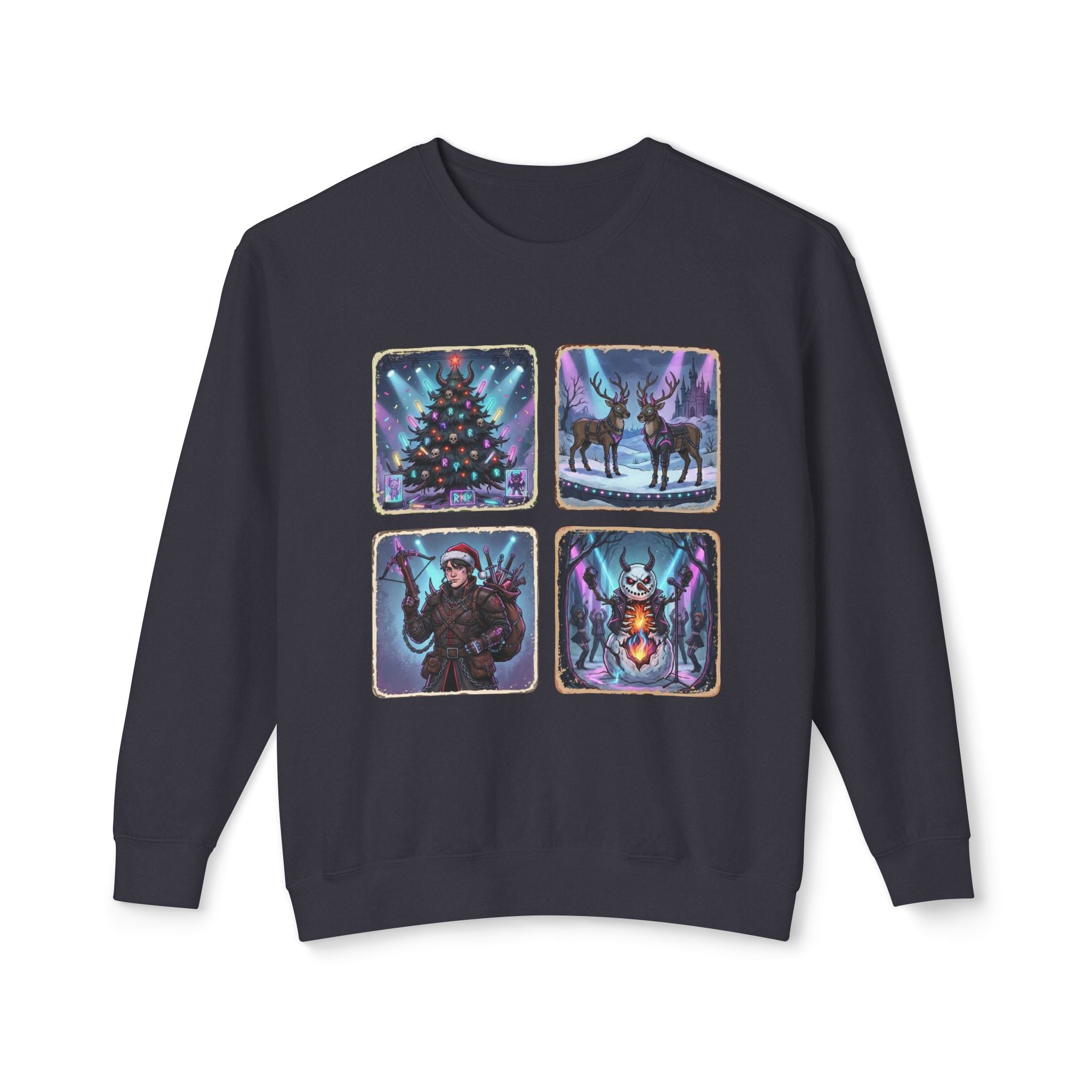 Christmas Winter Crewneck Sweatshirt — Festive Tree, Reindeer & Winter Scenes