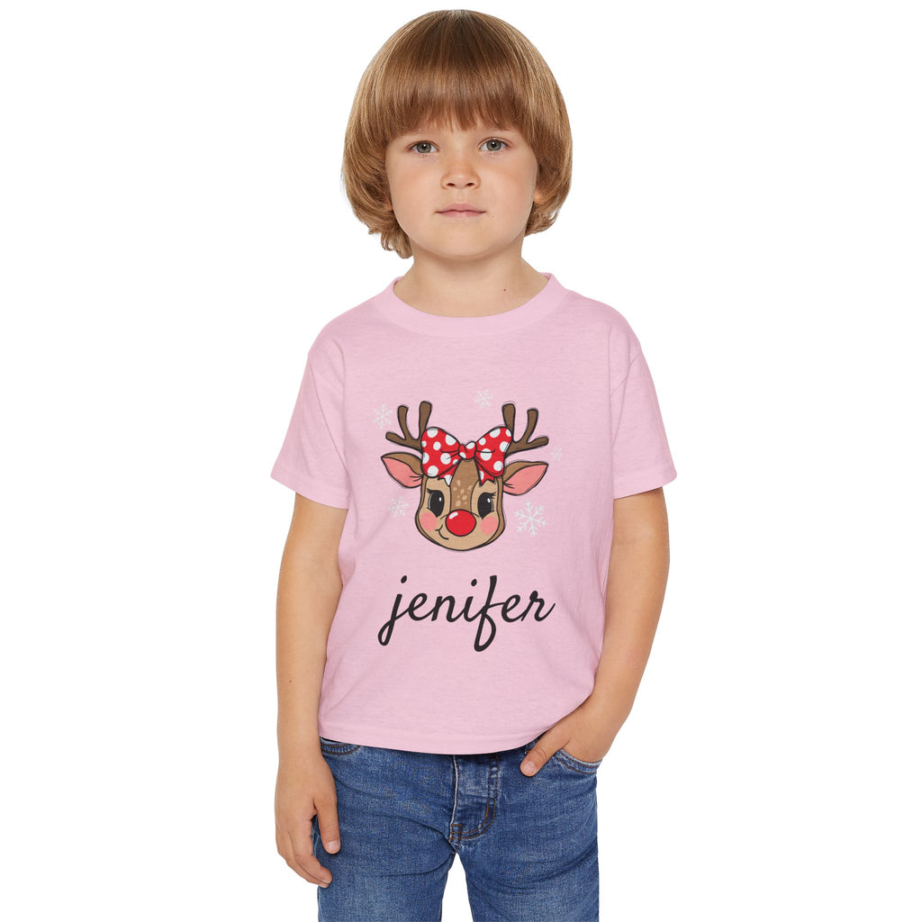 Personalized Toddler Reindeer Tee — Cute Bow  Shirt with your own name