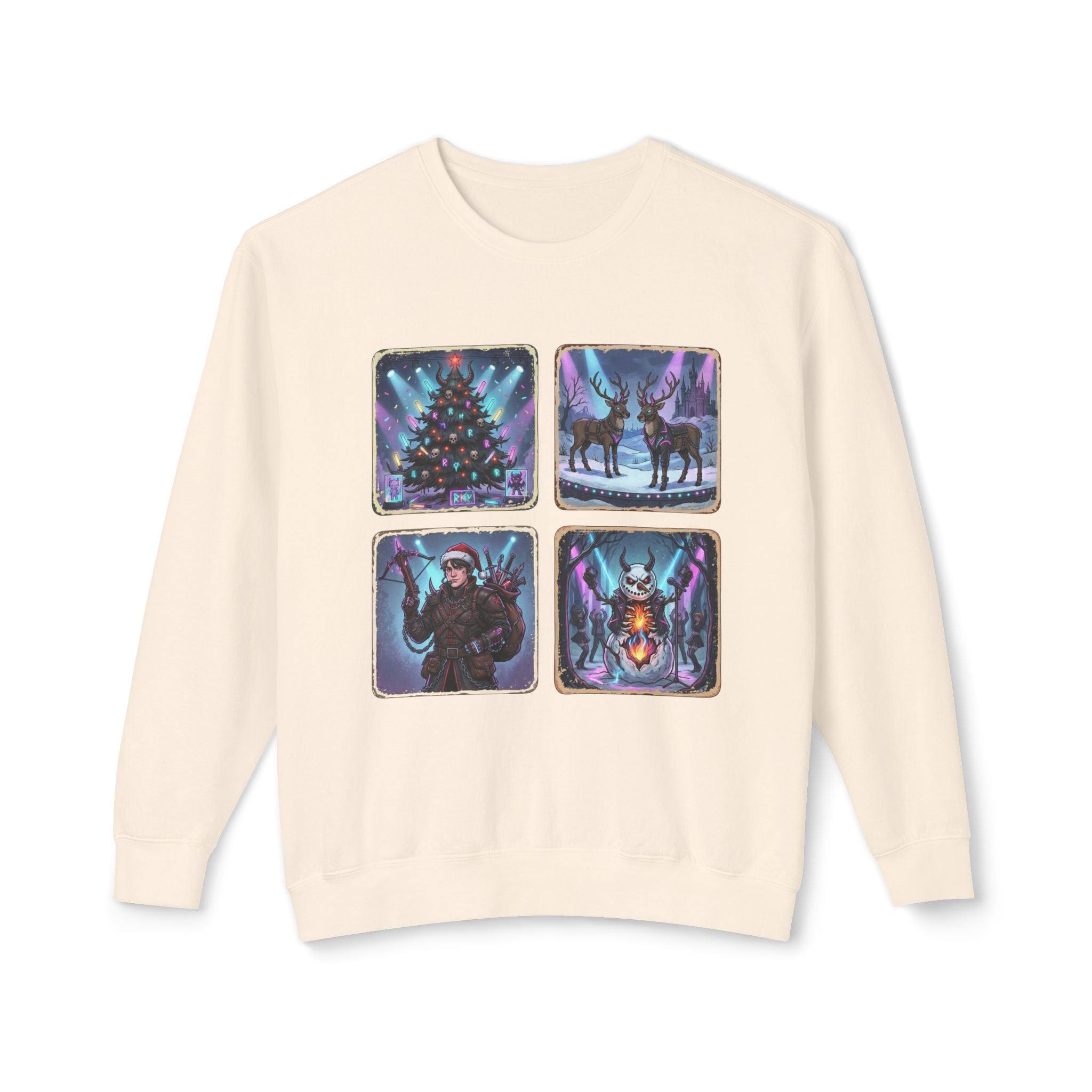 Christmas Winter Crewneck Sweatshirt — Festive Tree, Reindeer & Winter Scenes
