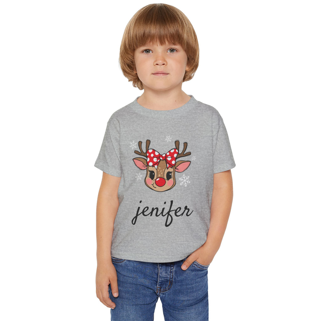 Personalized Toddler Reindeer Tee — Cute Bow  Shirt with your own name