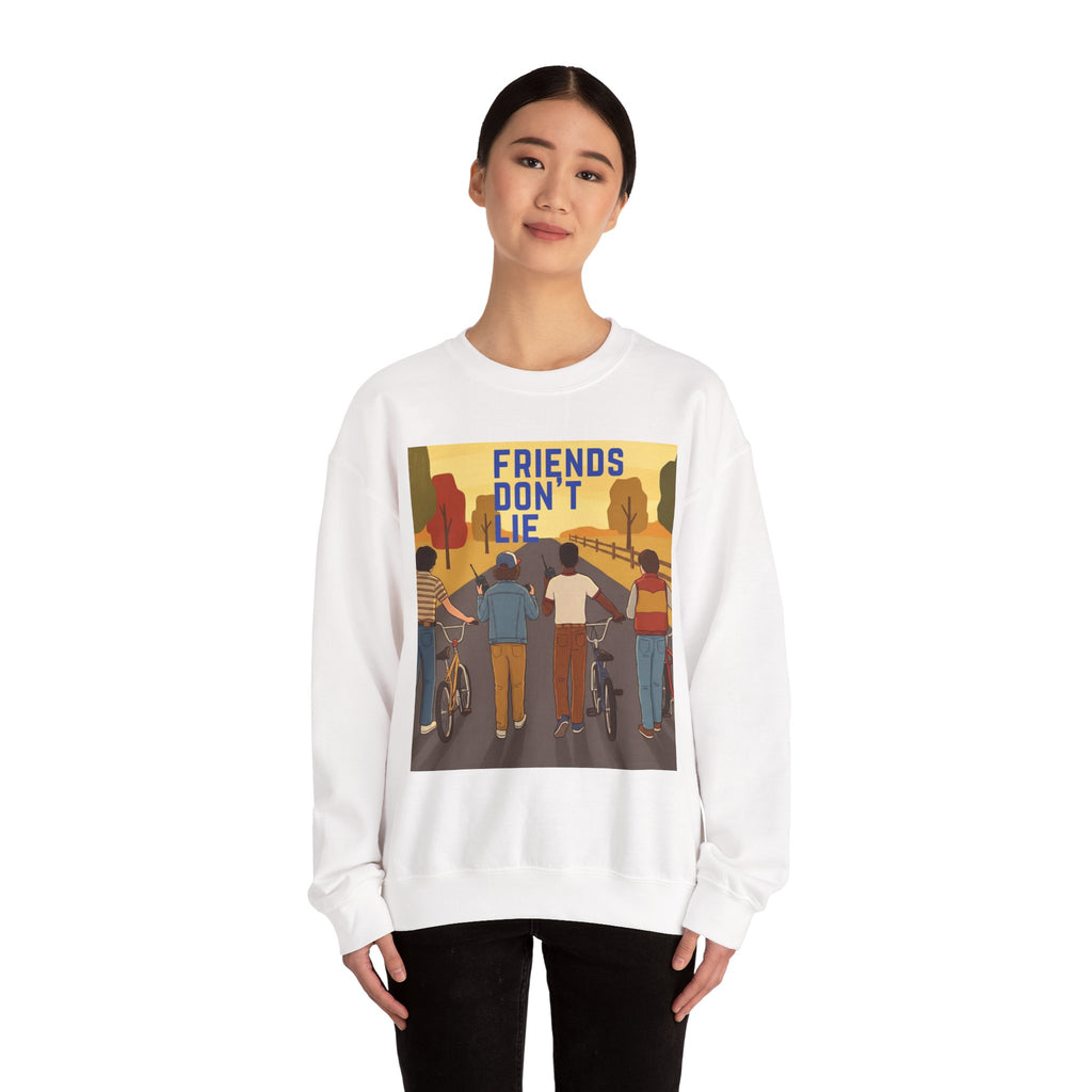 Friends Don't Lie Crewneck Sweatshirt — Nostalgic Stranger Things Inspired Graphic