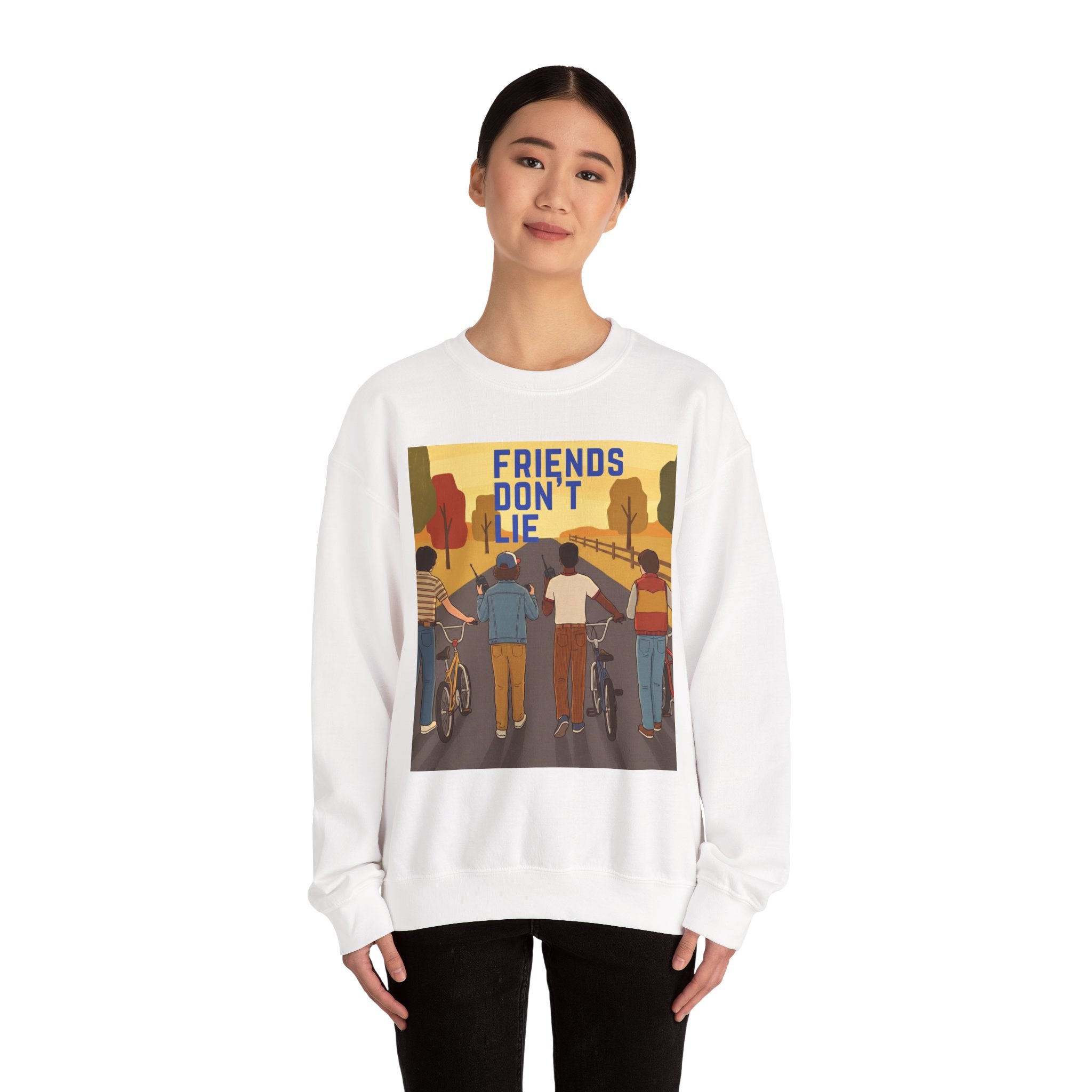 Friends Don't Lie Crewneck Sweatshirt — Nostalgic Stranger Things Inspired Graphic