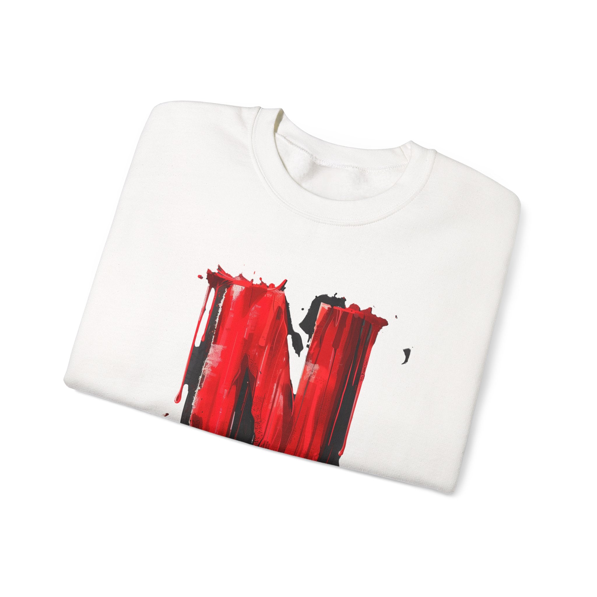 Stylish Graphic Sweatshirt with Artistic 'N' Design, Cozy Crewneck Top, Casual Wear, Gift for Movie Lovers, Unique Apparel