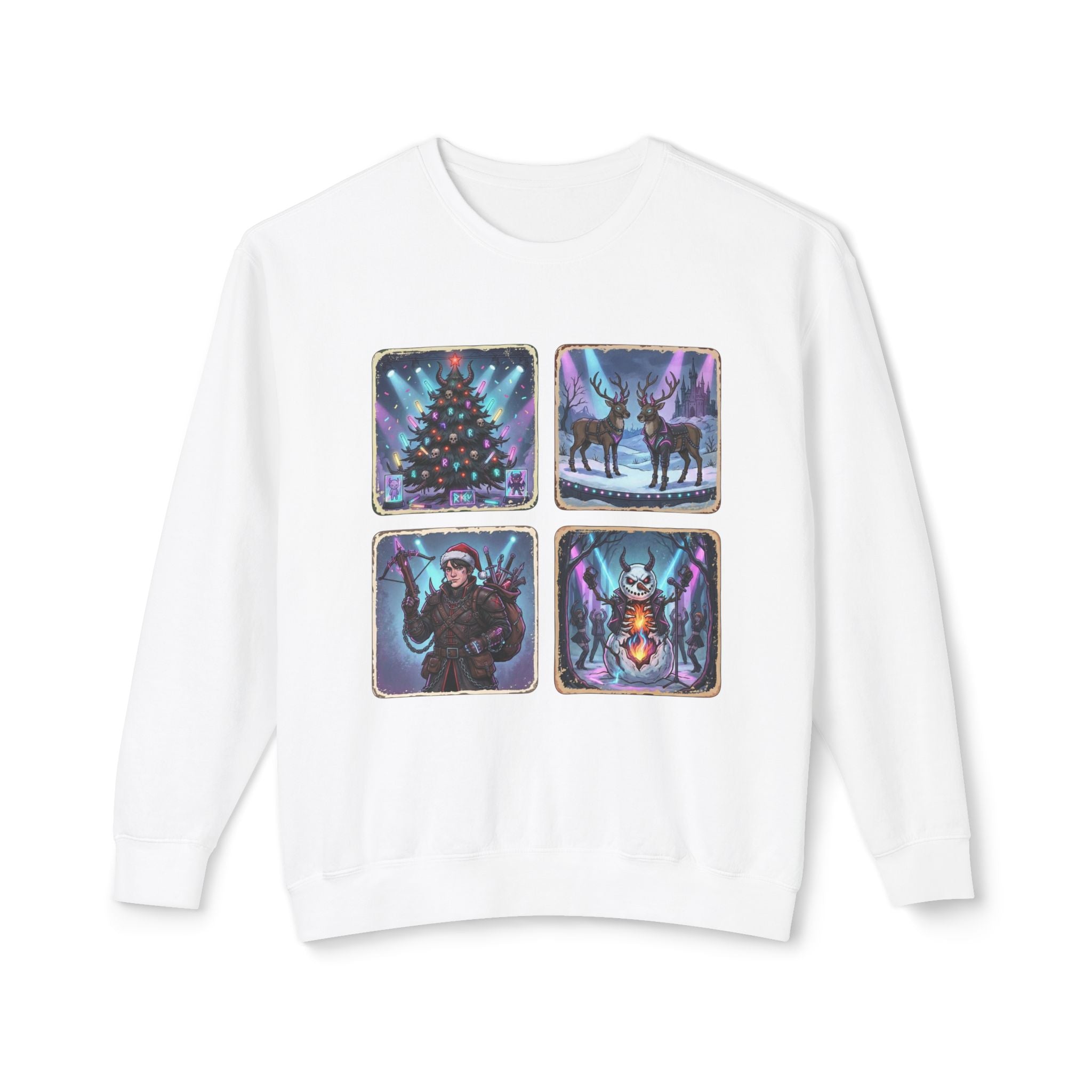 Christmas Winter Crewneck Sweatshirt — Festive Tree, Reindeer & Winter Scenes