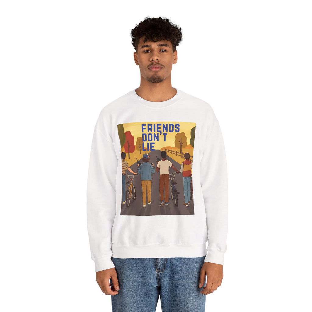 Friends Don't Lie Crewneck Sweatshirt — Nostalgic Stranger Things Inspired Graphic