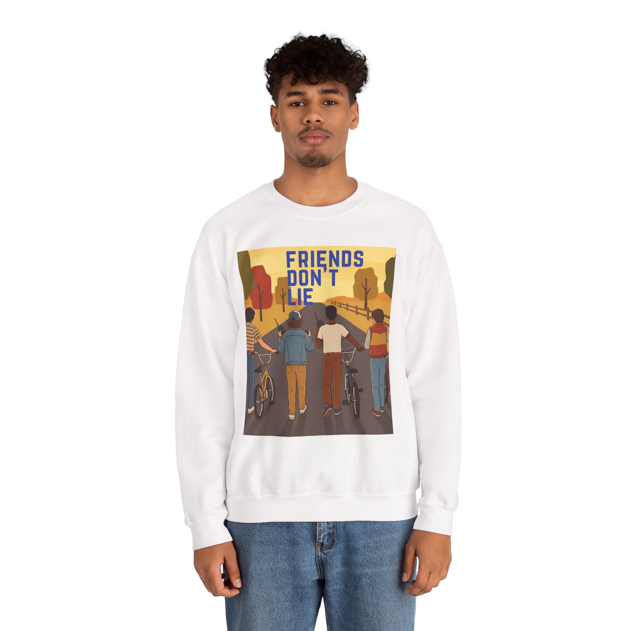 Friends Don't Lie Crewneck Sweatshirt — Nostalgic Stranger Things Inspired Graphic