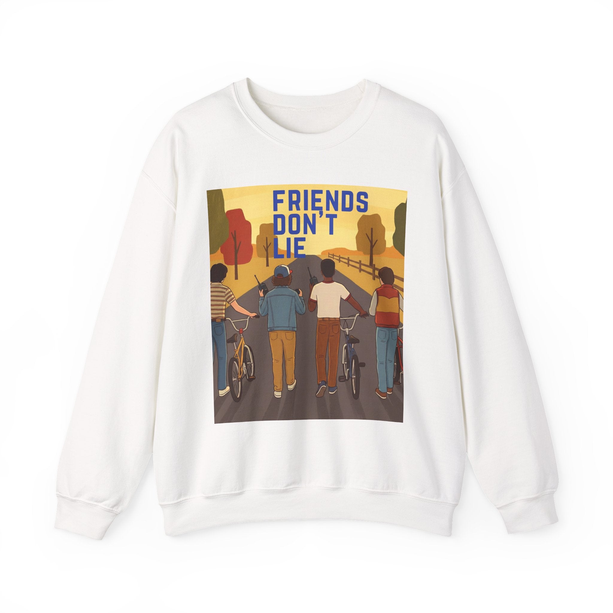 Friends Don't Lie Crewneck Sweatshirt — Nostalgic Stranger Things Inspired Graphic