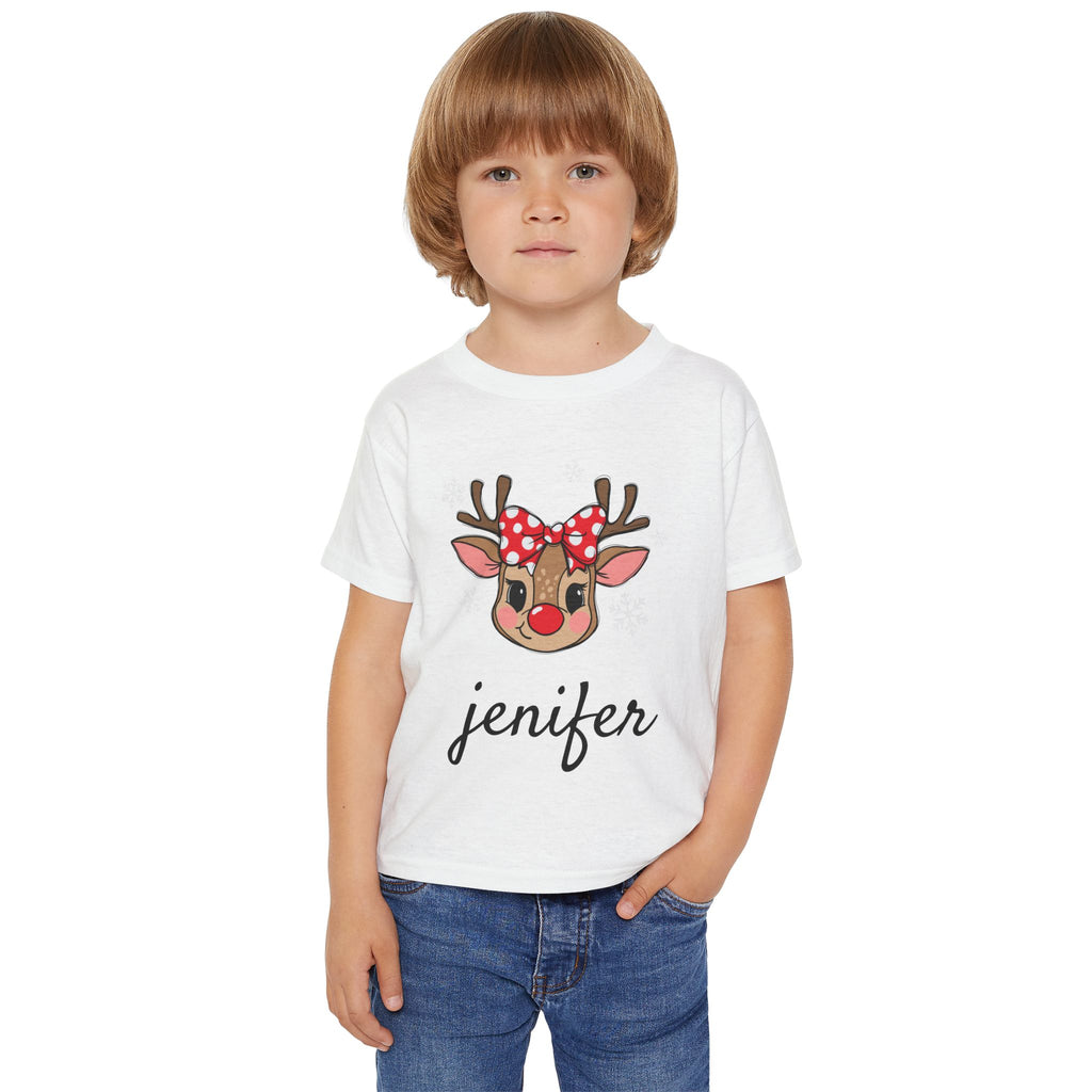Personalized Toddler Reindeer Tee — Cute Bow  Shirt with your own name