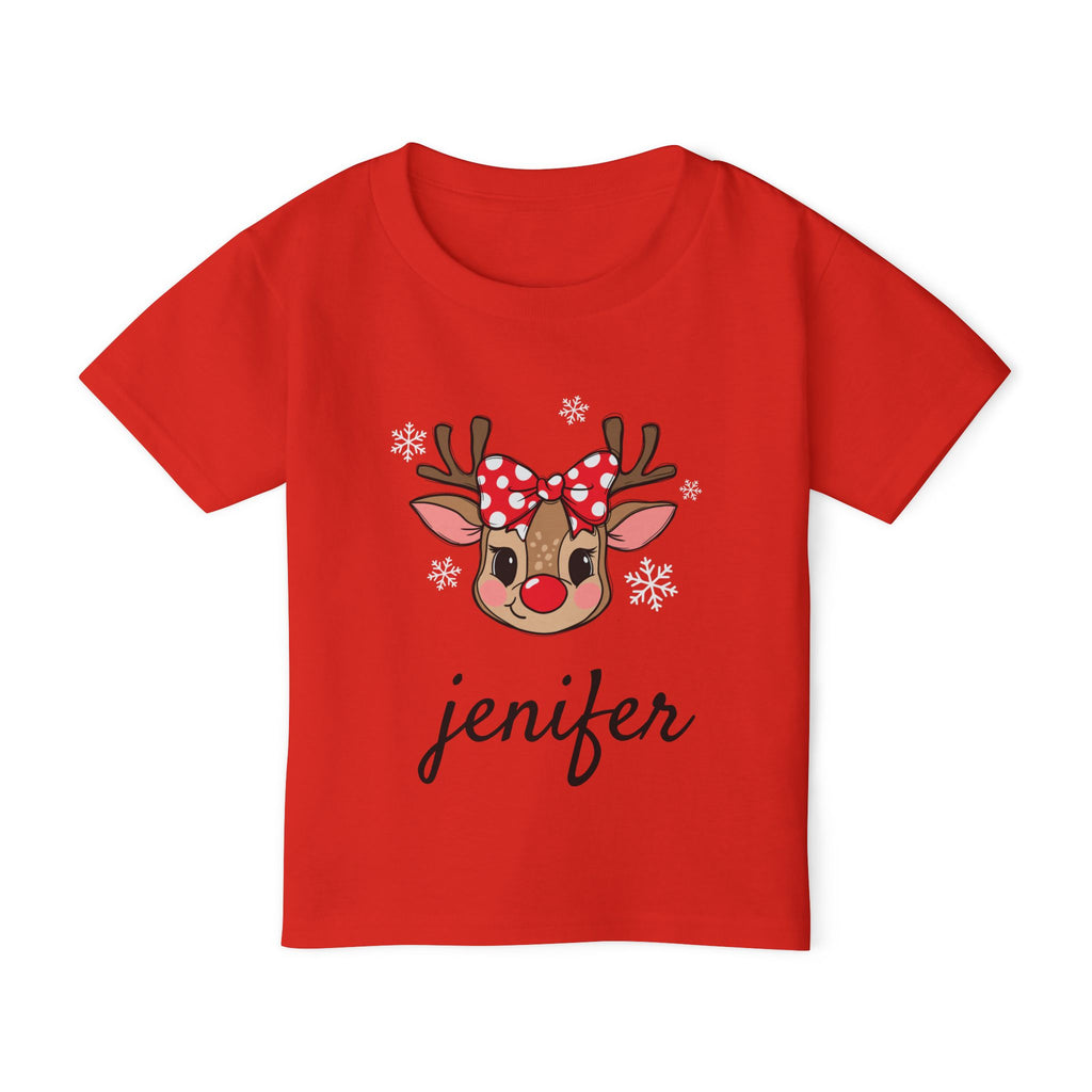 Personalized Toddler Reindeer Tee — Cute Bow  Shirt with your own name