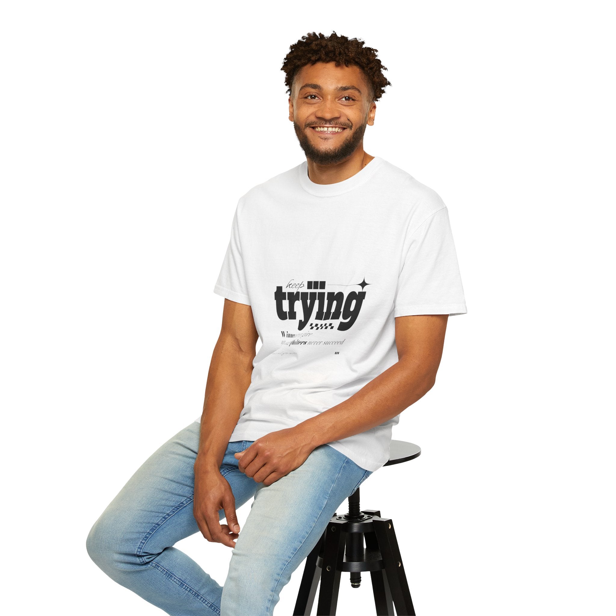 Inspirational Unisex T-Shirt - 'Keep Trying' Graphic Tee